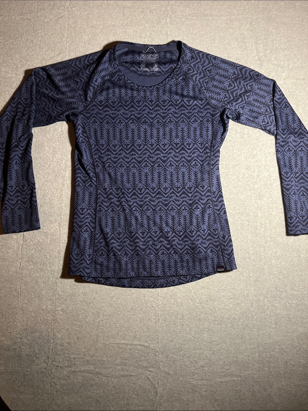 Patagonia Navy Patterned Long-Sleeve Crew Top